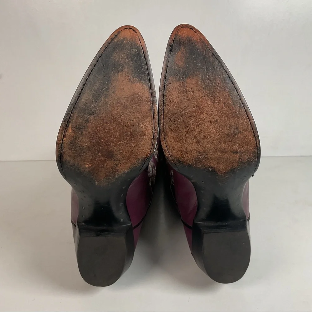 Vintage Larry Mahan Tall Purple Cowgirl Boots 8.5 B USA Made Lizard Teju - Picture 2 of 16